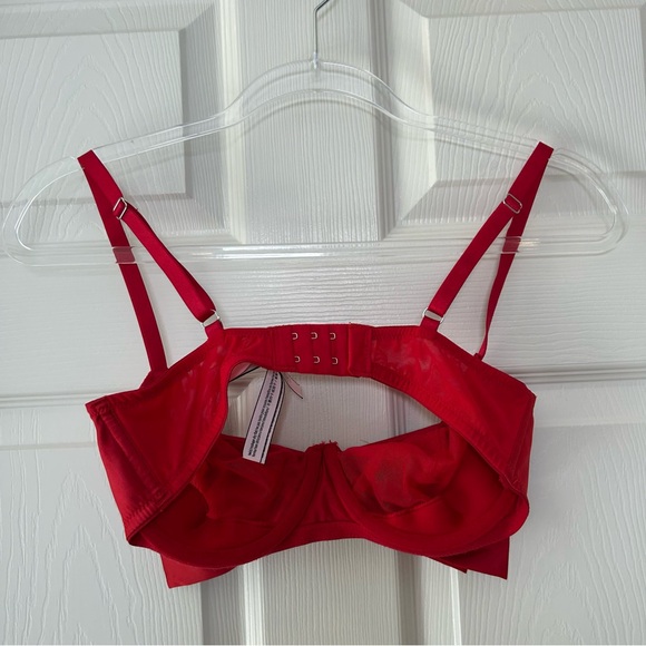 Victoria's Secret 34D Dream Angels Red Satin Bow Bling Sling Push Up Bra - Picture 2 of 8